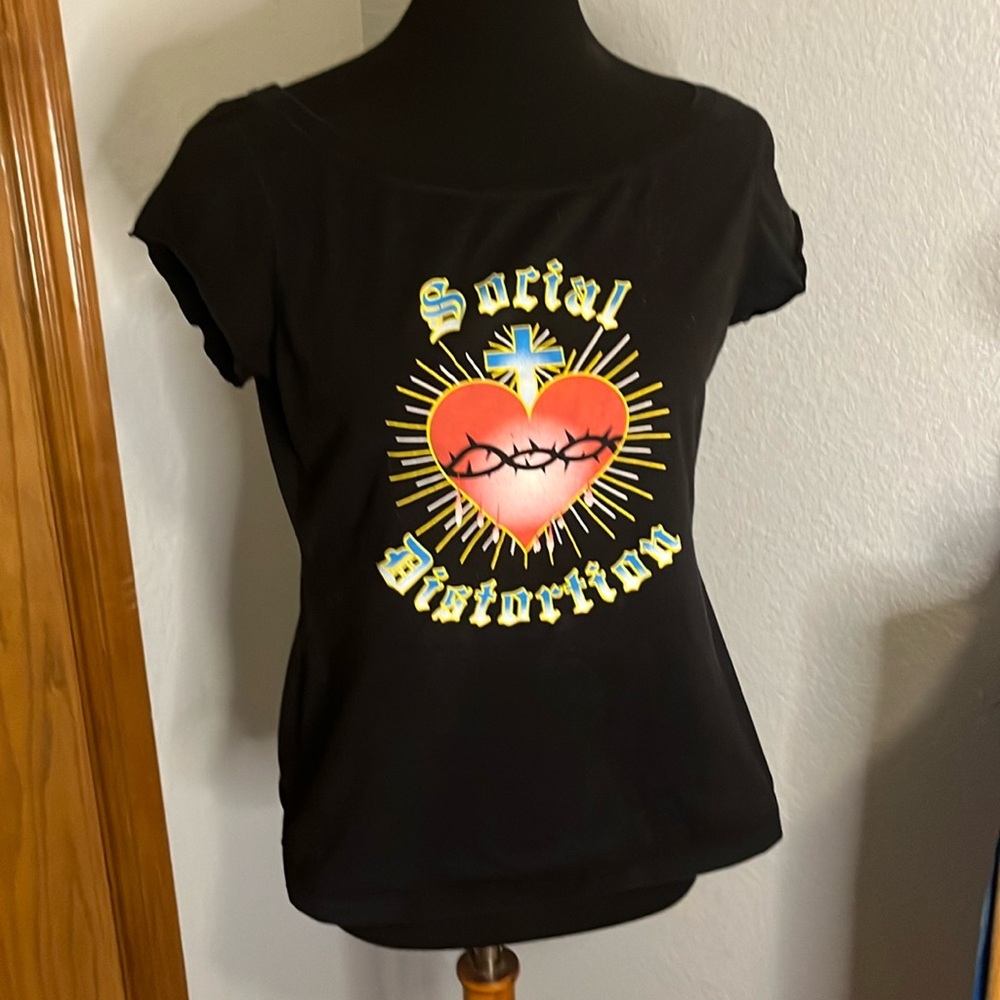 Social Distortion Scoop Neck Cap Sleeve Women’s Tshirt